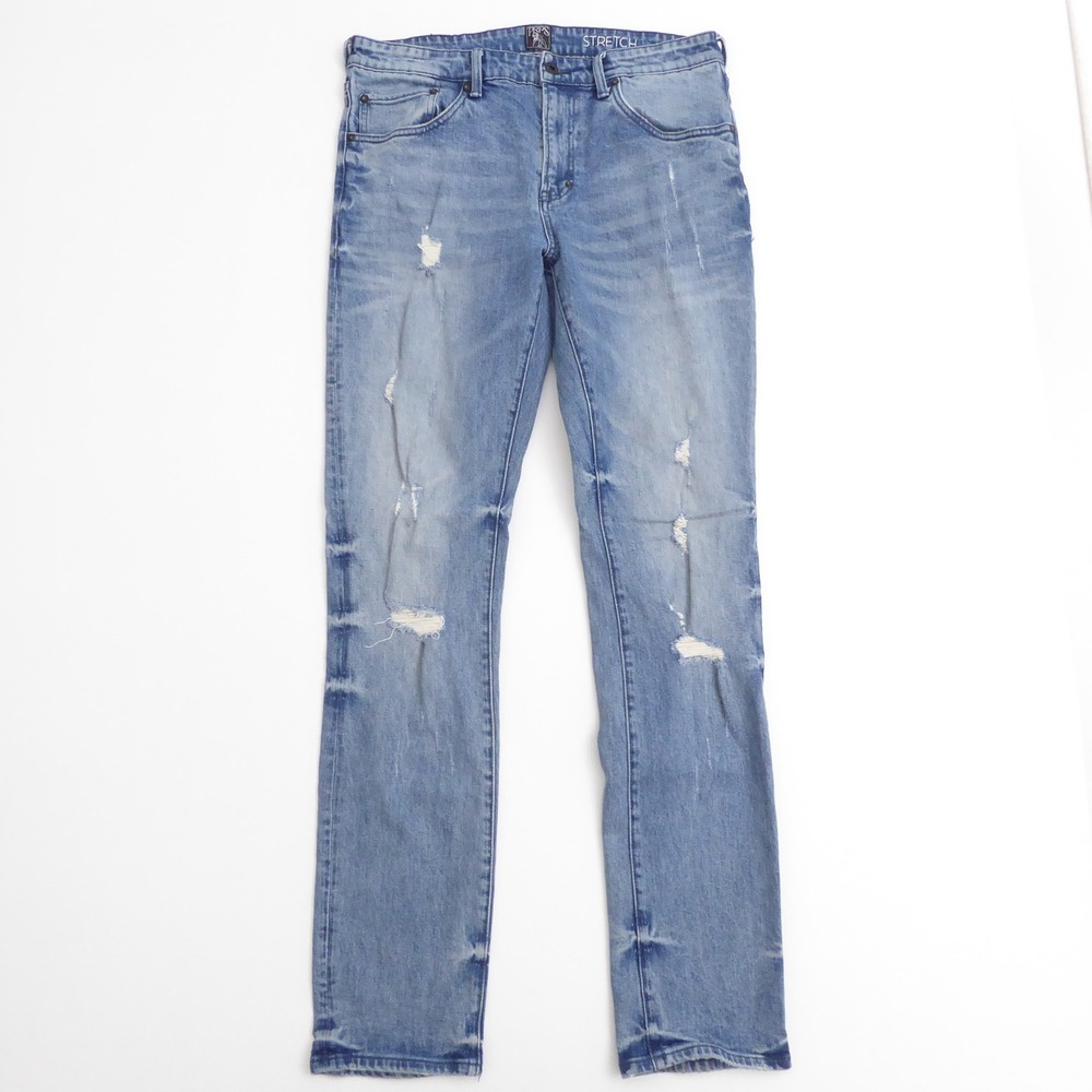 PRPS Mens Jeans Blue Le Sabre Slim Tapered Distressed Stretch 34